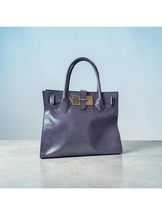Furla Handbags - Furla Purple Leather Structured Tote Satchel Bag